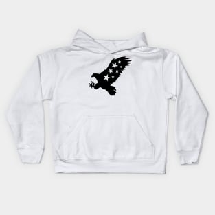 Eagle With Stars Black And White Kids Hoodie